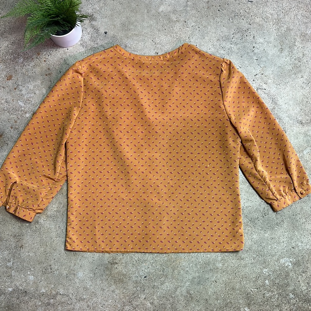 Vintage Chaus Polyester Side Button Ruffle Floral Blouse - Picture 5 of 5